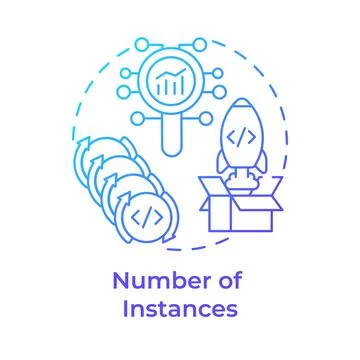 Number of instances blue gradient concept icon Stock Illustration