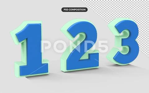 Number isolated 3D Rendering PSD Template