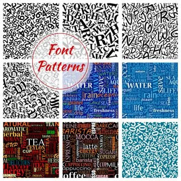 Number, letter font seamless pattern background Stock Illustration