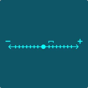 Number Line - Origin Point with Bidirectional Unit Ticks and Direction Signs 스톡 일러스트