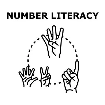 Number literacy concept showing counting hands illustration Illustrazione stock
