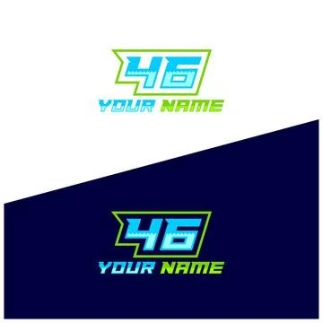 Number logo with fast speed lines. Vector sport style typeface, sports club. Stock Illustration
