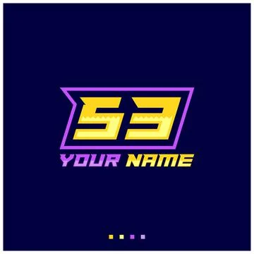 Number logo with fast speed lines. Vector sport style typeface, sports club. Stock Illustration