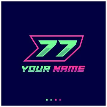 Number logo with fast speed lines. Vector sport style typeface, sports club. Stock Illustration