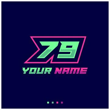 Number logo with fast speed lines. Vector sport style typeface, sports club. Stock Illustration