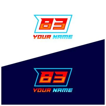 Number logo with fast speed lines. Vector sport style typeface, sports club. Stock Illustration