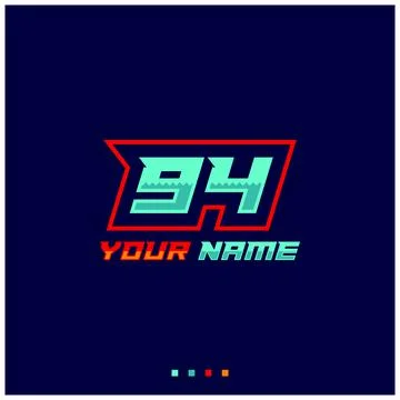 Number logo with fast speed lines. Vector sport style typeface, sports club. Illustrazione stock