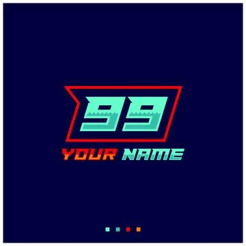 Number logo with fast speed lines. Vector sport style typeface, sports club. Stock Illustration