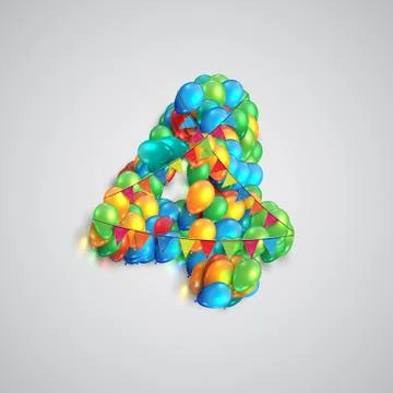 Number made by colorful balloons, vector. Illustrazione stock