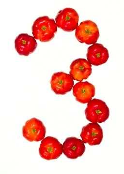 Number made of fruit 3 Stock-Fotos