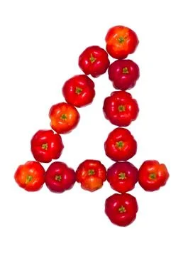 Number made of fruit 4 Stock Photos