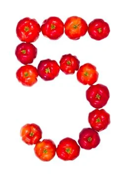 Number made of fruit 5 Stock Photos