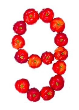 Number made of fruit 9 Stock Photos