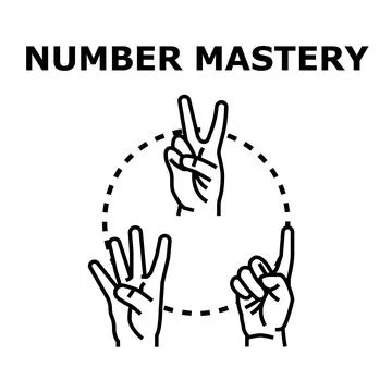 Number mastery concept showing hands counting numbers Stock Illustration