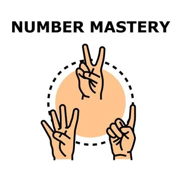 Number mastery concept showing hands counting numbers Stock Illustration