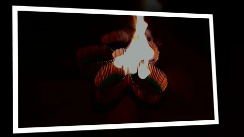 A number of matches ignited from one another Stock Footage 75439096
