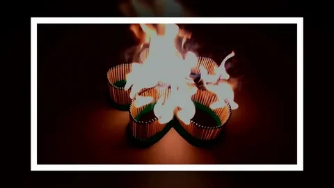 A number of matches ignited from one another Stock Footage 75440475