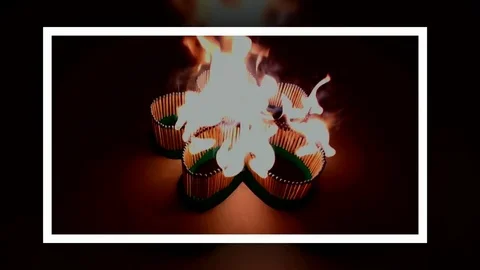 A number of matches ignited from one another Stock Footage 75462947