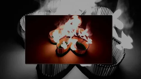 A number of matches ignited from one another Stock Footage 75463613