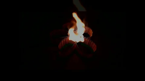 A number of matches ignited from one another Stock Footage 75466454