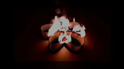 A number of matches ignited from one another Stock Footage 75470316