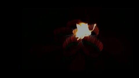 A number of matches ignited from one another Stock Footage 75471745