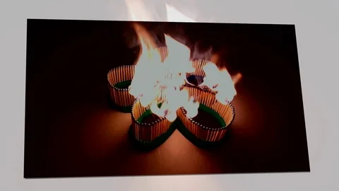 A number of matches ignited from one another Stock Footage 75474309