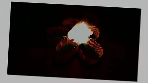 A number of matches ignited from one another Stock Footage 75475261