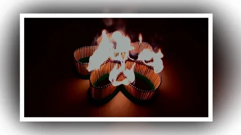 A number of matches ignited from one another Stock Footage 75478182