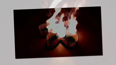 A number of matches ignited from one another Stock Footage 75481205