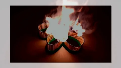 A number of matches ignited from one another Stock Footage 75483074