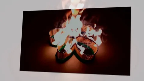 A number of matches ignited from one another Stock Footage 75485401