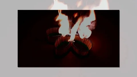 A number of matches ignited from one another Stock Footage 75491186