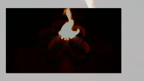 A number of matches ignited from one another Stock Footage 75492580