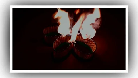 A number of matches ignited from one another Stock Footage 75496012