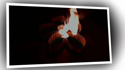 A number of matches ignited from one another Stock Footage 75497739