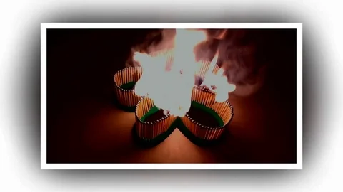 A number of matches ignited from one another Stock Footage 75501878