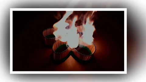 A number of matches ignited from one another Stock Footage 75504446
