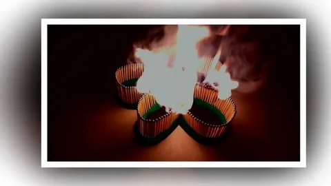 A number of matches ignited from one another Stock Footage 75505720