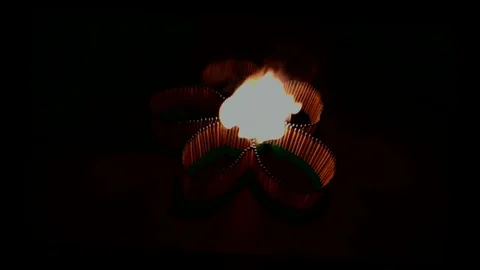 A number of matches ignited from one another Stock Footage 75506540