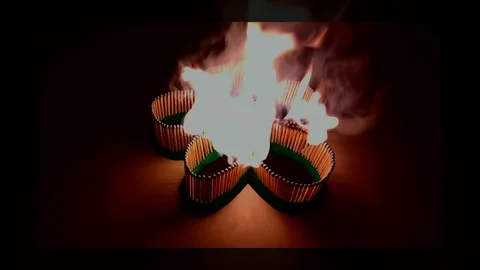 A number of matches ignited from one another Stock Footage 75508941