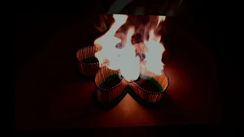 A number of matches ignited from one another Stock Footage 75510409