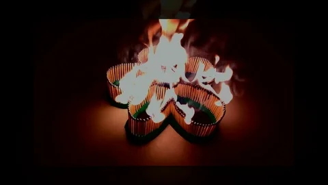 A number of matches ignited from one another Stock Footage 75514675