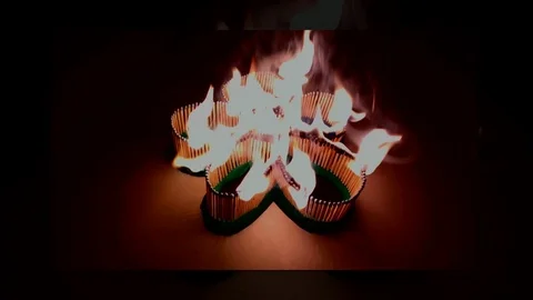 A number of matches ignited from one another Stock Footage 75516108