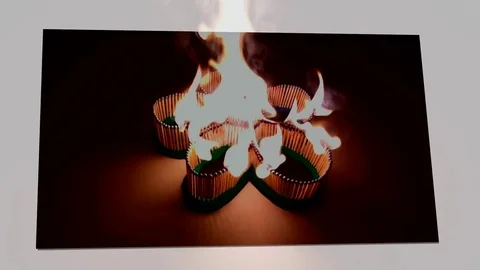 A number of matches ignited from one another Stock Footage 75516939