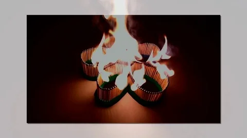 A number of matches ignited from one another Stock Footage 75525504