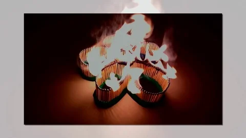 A number of matches ignited from one another Stock Footage 75529168