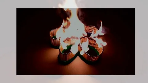 A number of matches ignited from one another Stock Footage 75531818