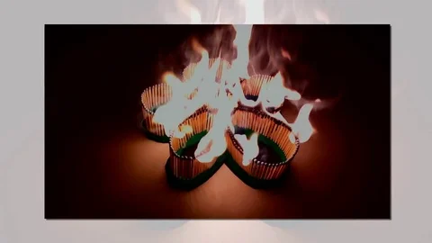 A number of matches ignited from one another Stock Footage 75531847