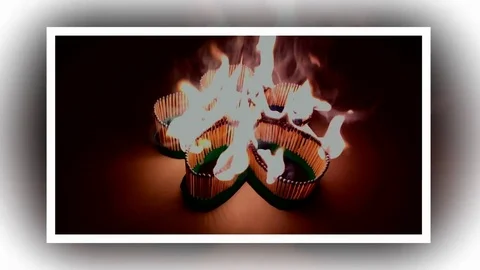 A number of matches ignited from one another Stock Footage 75542841